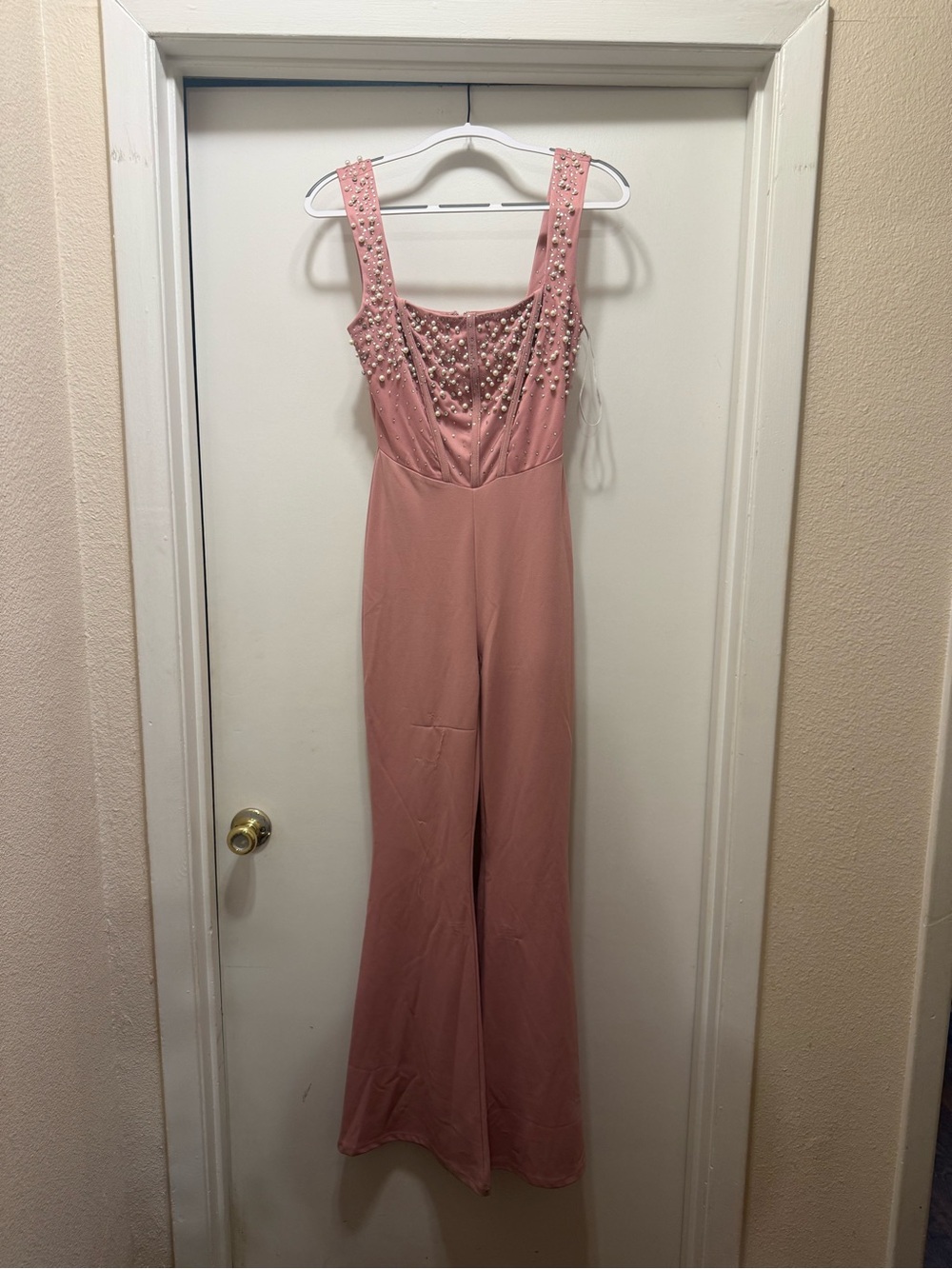 Symphony Pink Pearl Rhinestone Corset Jumpsuit S